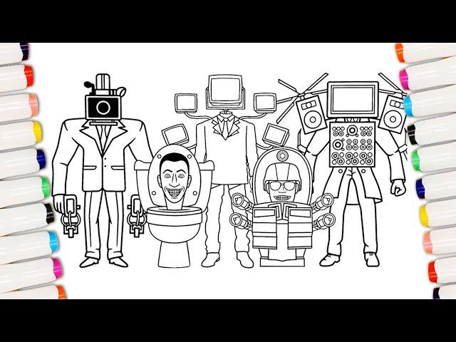 Skibidi Toilet - Toilet & TITAN TV MAN Coloring Pages | How to Color | Drawing Dimia