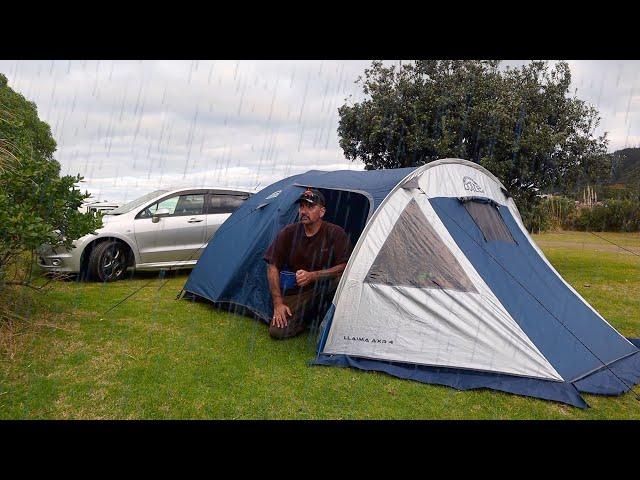 TENT CAMPING in Strong Wind & RAIN by the Coast