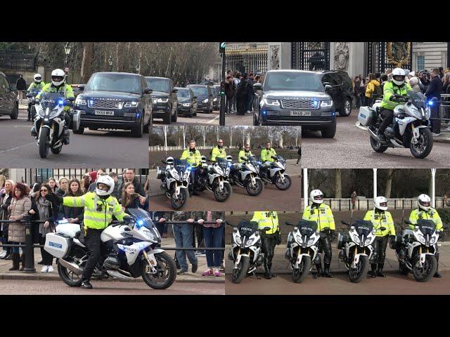 SEG (Special Escort Group) escort two big convoy out of Buckingham Palace and past!