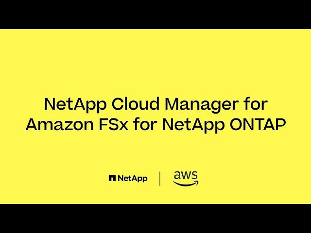 NetApp Cloud Manager for Amazon FSx for NetApp ONTAP