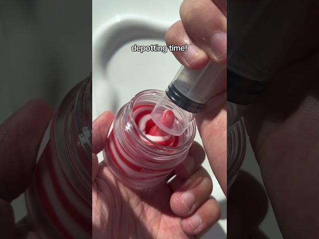 Turning my Laneige Candy Cane Lip Sleeping Mask into a squeezey lip tube! Would you try this? ️