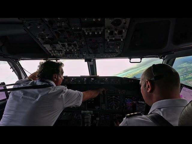 Pilot Cockpit View during Take Off In Thunderstorm at Paris airport - turbulence - Boeing 737