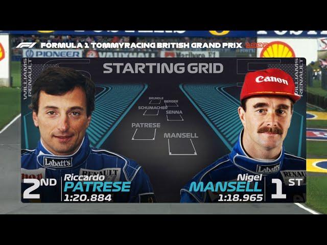 The 1992 British Grand Prix Grid with 2023 graphics