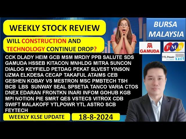 Weekly KLSE BURSA Review - 18-8-2024 WILL CONSTRUCTION AND TECHNOLOGY CONTINUE DROP?CCK DLADY HEIM