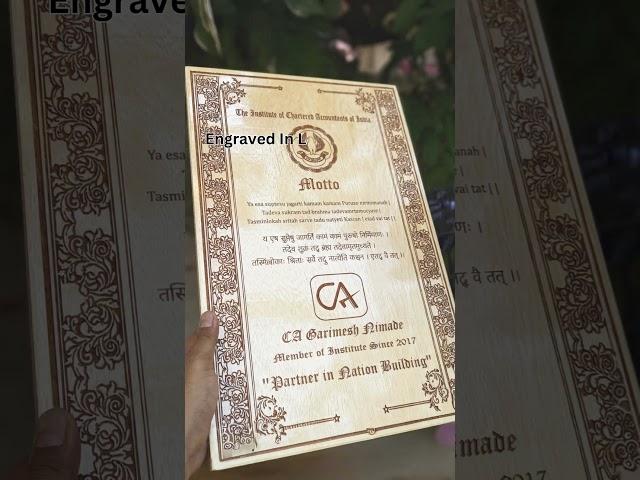 Engraved Wooden Certificate For Chartered Accountants | CFA | Corporate Gifts #engravedgifts