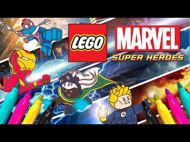 LEGO SUPERHEROES Coloring Page | MARVEL Avengers Coloring SET