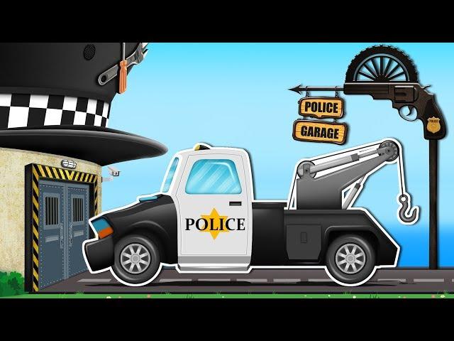 kids play time | police tow truck | rusty car garage for children | cars and trucks for toddlers