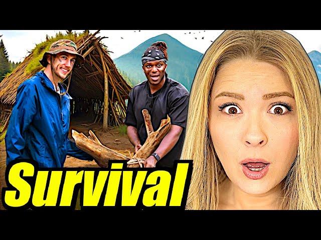 Americans React To SIDEMEN SURVIVE IN THE FOREST FOR 24 HOURS