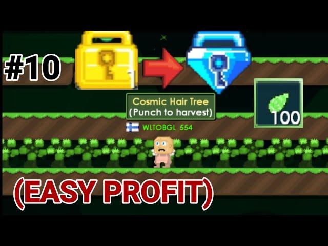 WL TO BLUE GEM LOCK #10! Making 100 Cosmic Hair Tree! (EASY PROFIT) - Growtopia