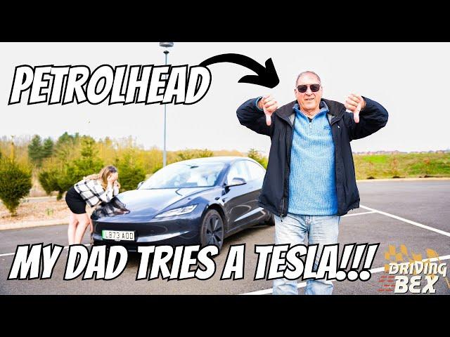 My PETROLHEAD Dad Tries A TESLA ?!! | Electric Car First Impressions, Drive & Charging PROBLEMS!!!