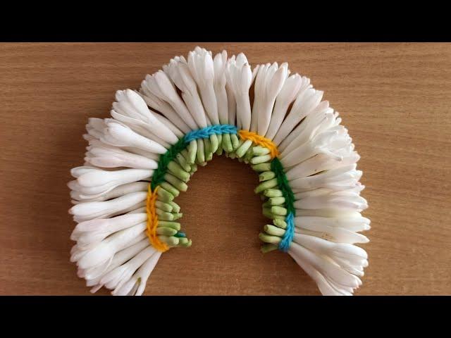 Navarathiri special 3 colour mala making/Gajra/how to string sampangi flower Garland/Decoration idea