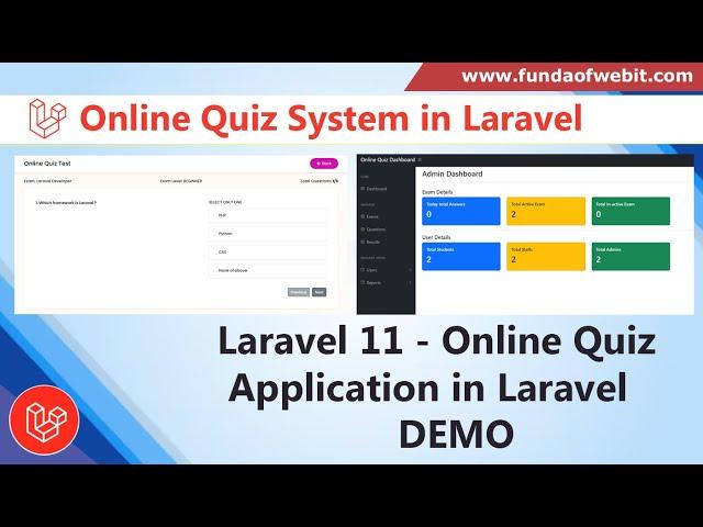 Online Quiz System Application in Laravel from scratch step by step