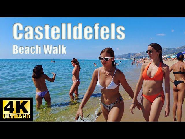 Relaxing Barcelona Beach Walk 4K,  Castelldefels Beach 2024