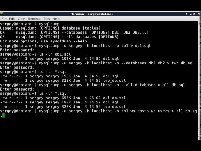 How to backup and restore mysql database using mysqldump