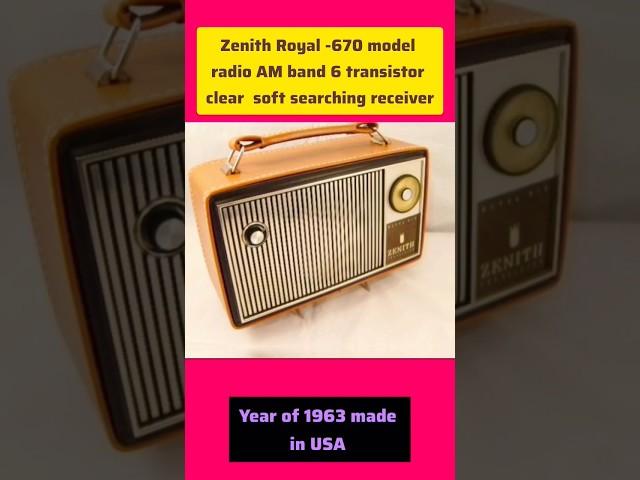 vintage 60s leather finishing  receiver Zenith Royal 670 6 transistor AM band deep toner#oldradio