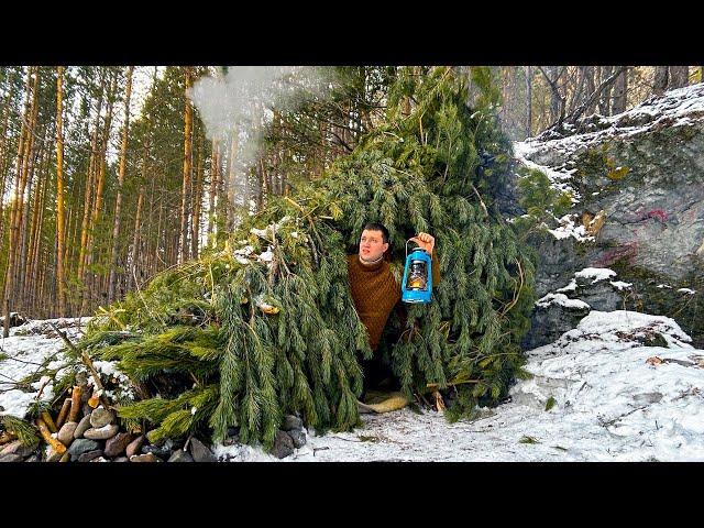 Построили ШАЛАШ В ЛЕСУ