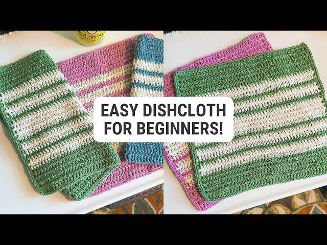 EASY Crochet Dishcloth Pattern for Beginners | Double Crochet Tutorial