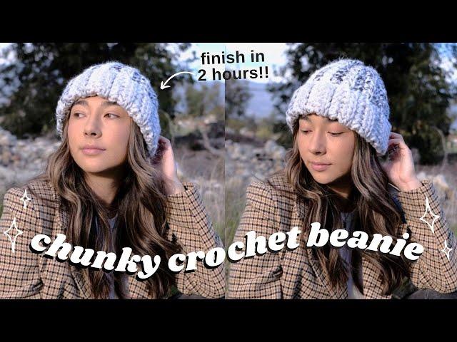 crochet chunky beanie tutorial | easy fitted beanie pattern for beginners! 