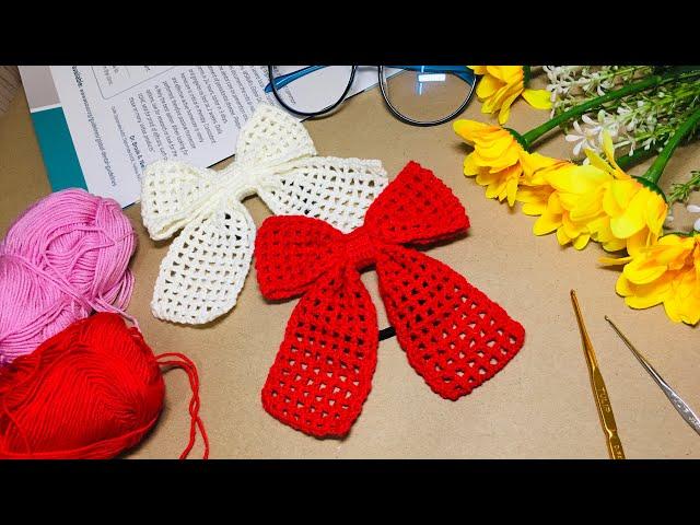 Diy how to crochet easy  Bow |Simple  pattern for beginner crochet | Bow crochet tutorial