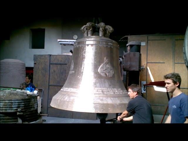 Innsbruck, Austria, Grassmayr Bell Foundry testing the clapper for Lana, North Tyrol, Italy in 2014