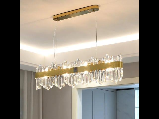 Chic Rectangular Dining Island Chandelier Attractive Crystal Light