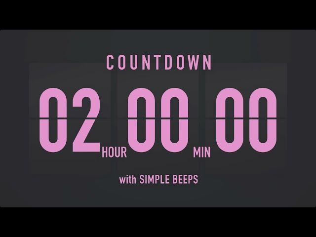 2 Hours Countdown Flip Clock Timer / Simple Beeps 