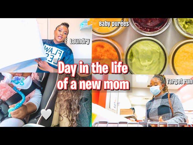 REALISTIC 24 HOURS IN THE LIFE OF A NEW MOM|| making baby's 1st food, target run, laundry & more