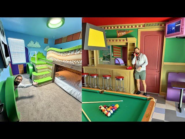 The Coolest Themed Vacation Home Near Disney! | Simpsons, Nintendo, Star Wars & Hot Air Balloon Bed!