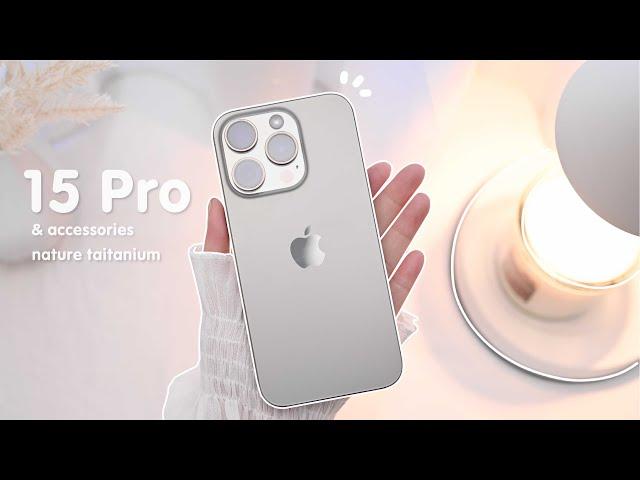 iPhone 15 Pro natural titanium 🩶 Unboxing aesthetic setup | USB-C accessories | Gameplay | Genshin