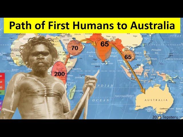 Map of First Humans migration to Australia