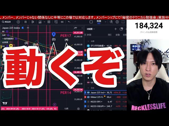 11/22【日本株動くぞ‼】日経平均上昇開始か。ドル円154円推移。米国株、ナスダック、半導体株どう動く。仮想通貨ビットコイン強すぎや