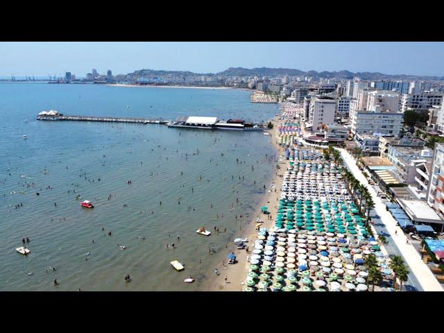 The city, beach, view of Durres, Albania 2024 (by drone 4K)