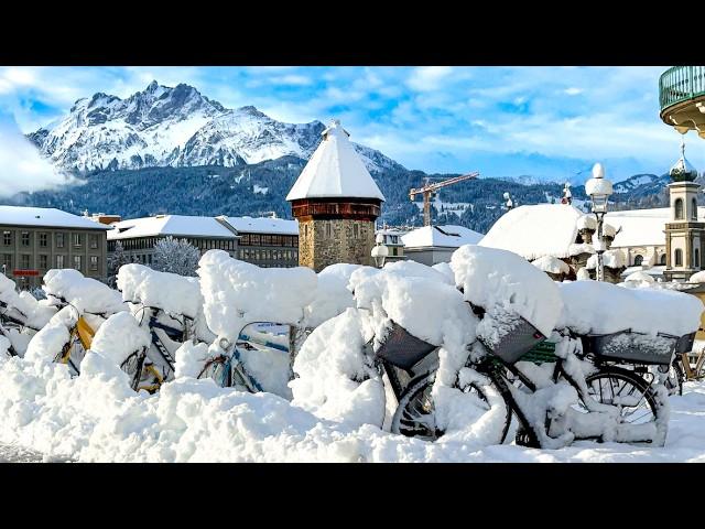 Walking in Lucerne after Heavy Snowstorm ️