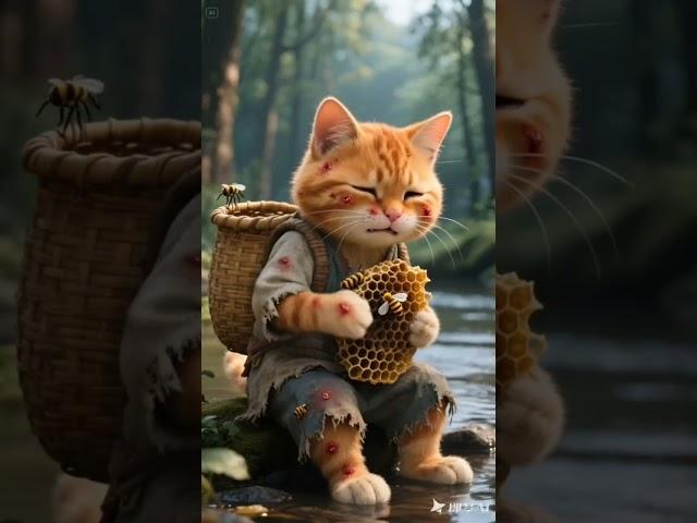 poor baby cat helps sick mother