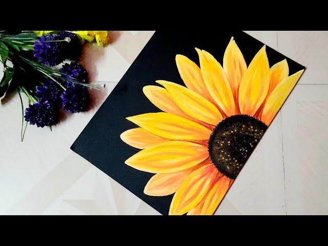 Sunflower Painting by Acrylic Colour / Step by Step Sunflower Painting, Sunflower kaise banate hain