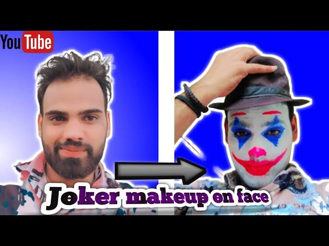 The joker makeup on face //easy halloween makeup and face painting tutorial #joker #halloween