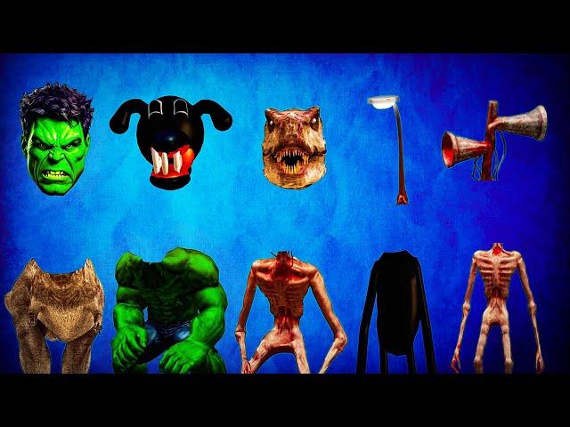 WRONG HEADS 5 SIREN HEAD, SIREN LIGHT HEAD, DINOSAUR, HULK & CARTOON DOG