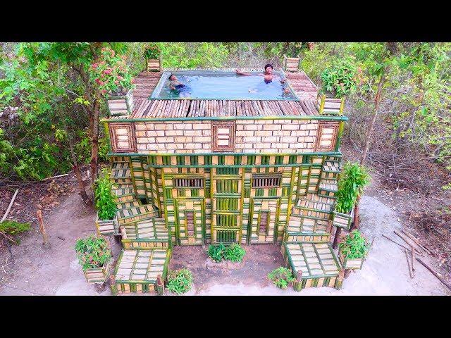 Amazing Build Swimming Pool Using Wooden Brick On Villa House bamboo