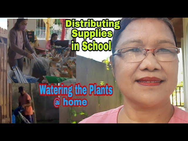 Watering the plants at Home + Distributing supplies in School by Team Briana