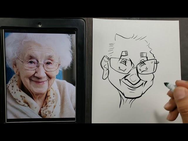 How to draw a Caricature of an elderly person (woman)