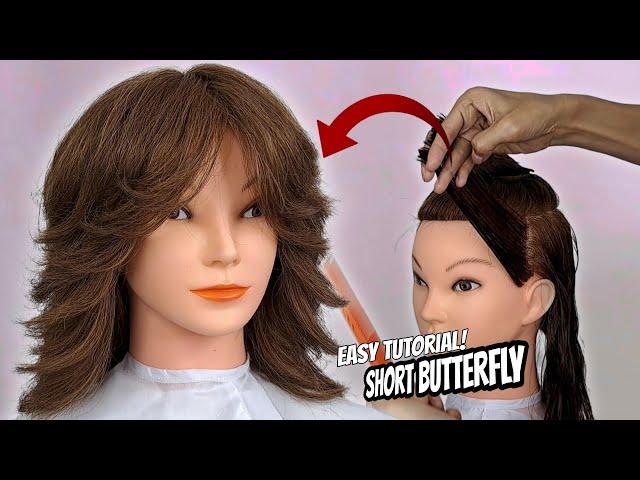 EASY! SHORT BUTTERFLY HAIRCUT| LAYERED HAIRCUT tutorial