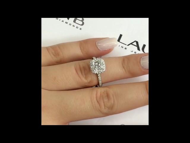 Princess Cut Diamond Engagement Ring in Cushion Halo