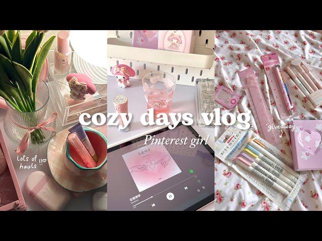 a cozy vlog  Pinterest girl life, stationery giveaway, hauls, what I eat + more | aesthetic vlog