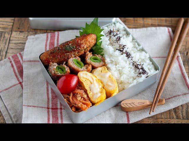 【節約弁当】シャキシャキ食感がクセになる！彩り豊かなスナップエンドウが主役のヘルシーハンバーグ弁当bento#1030