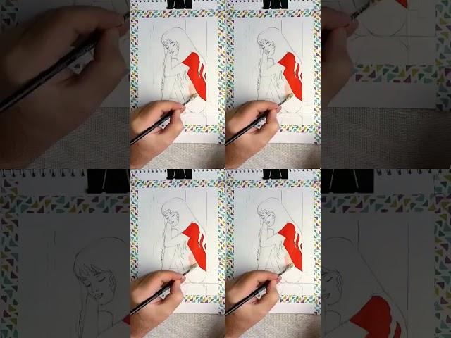 Work in progress. Acrylic flat style illustration #speeddrawing #shorts