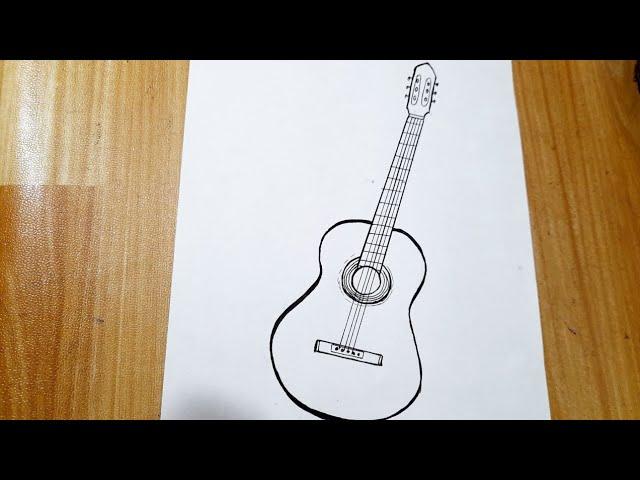 How to draw a guitar easy step by step || Guitar drawing tutorial