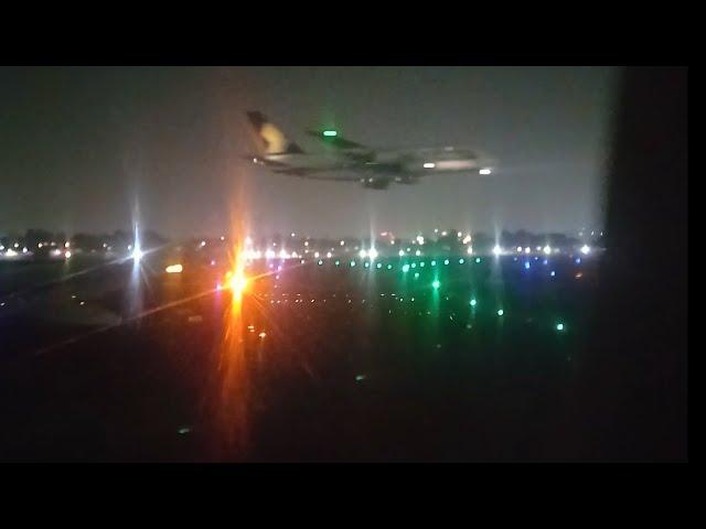 Flight landing at raja bhoj airport, Aerial view of Bhopal at night,