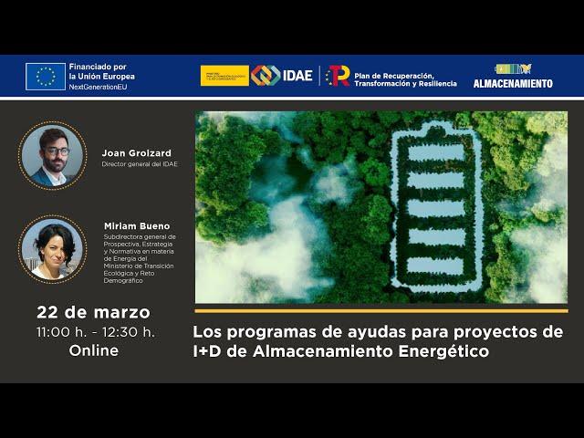 Webinar 'Los programas de ayudas para proyectos de I+D de Almacenamiento Energético'