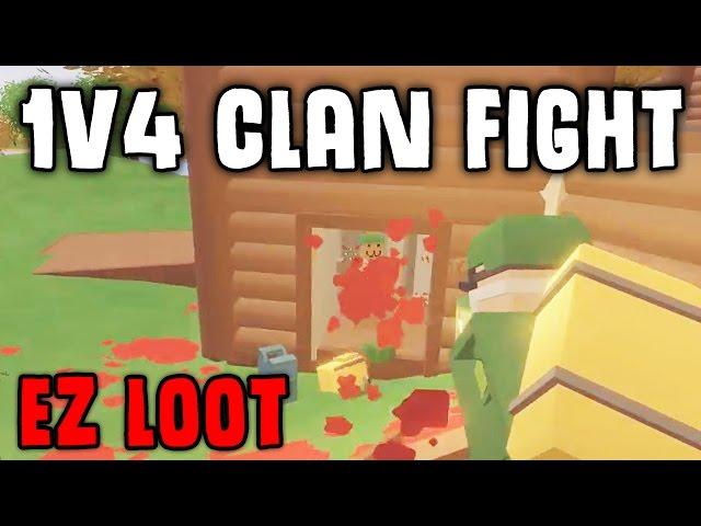 Unturned 1V4 VANILLA Clan Base Fight! - from Nothing to Military in minutes