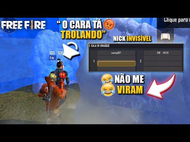 INVADINDO X1 COM NICK INVISÍVEL E TROLANDO OS ALEATÓRIOS NO FREE FIRE